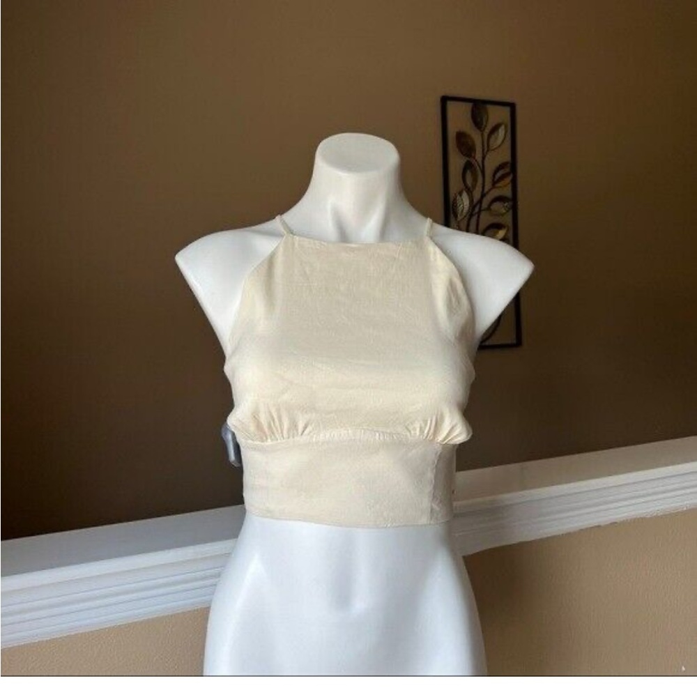 ZARA Cream Linen Blend Strappy Top